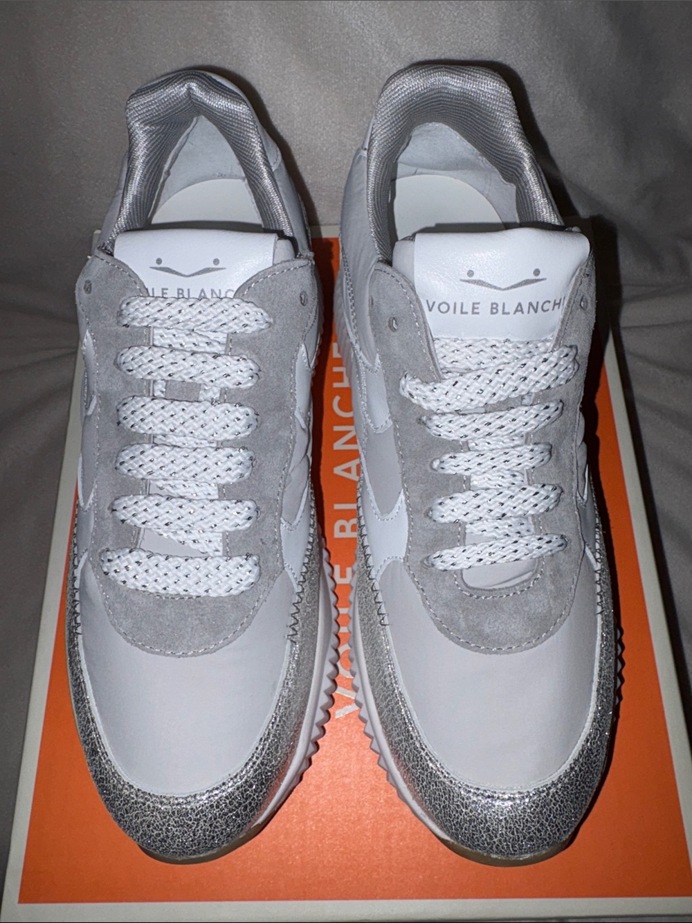 VOILE BLANCHE Lana Fresh Metallic Sneaker in Silver Grey - Picture 7 of 16